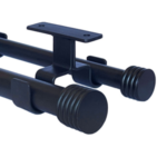 Set Negro doble Barra de Cortinas 1.0 Mt. Techo